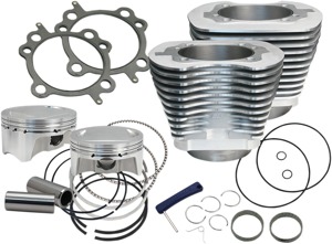 S&S 4" Sidewinder Big Bore Kit Silver Fits 100" & 110" Models