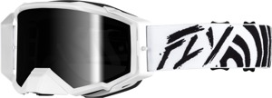 Fly Racing Zone Elite Goggles Black/White Black Mirror Lens - Premium goggles with black mirror lens