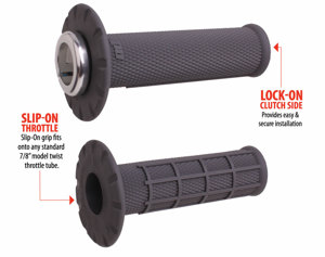 ODI Universal Lock-On Half Waffle Grips Graphite Silver - Universal fit 7/8 in. handlebars, Graphite Silver color