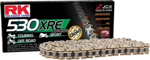 RK 530 XRE XW-Ring Gold Drive Chain 114 Links - Sealed XW-Ring chain, 530 pitch, 114 links, gold