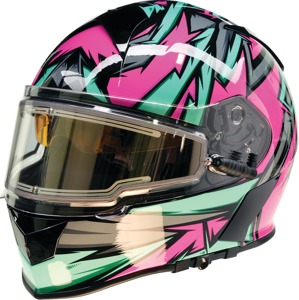 Z1R Warrant Neuron Snow Electric Helmet - Small, Blue/Pink - Full-face snow helmet with heated shield