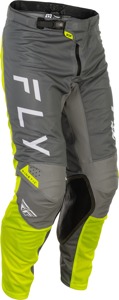Fly Racing Kinetic Mesh Center Pants Grey/White/Hi-Vis 34 - High-performance mesh motocross pants