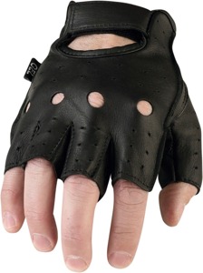 Z1R 243 Half Gloves Black XL Men's Short Cuff Deerskin - Men's XL half-finger deerskin gloves by Z1R