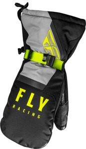 Fly Racing Cascade Mittens Large Black/Grey/Hi-Vis - Waterproof insulated mittens for snow riding, Large