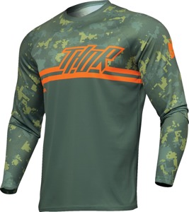 Thor Sector DIGI Jersey Forest Green Camo Men's Medium - Moisture wicking race jersey in Forest Green Camo