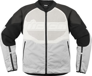 ICON Overlord3 Leather Jacket 3XL White/Black Men's - Men's sport leather jacket in 3XL White/Black