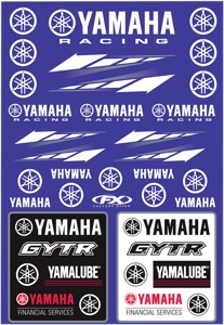 Factory Effex Yam Racing Sticker Sheet Blue 1-1/4" Universal Kit