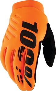 100 Percent Brisker Youth Gloves Fluo Orange/Black Large - Insulated youth MX gloves in Fluo Orange/Black, Large