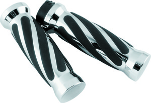 Bikers Choice Dual Cable Chrome Black Twisted Grips 81-17 XL Big Twin