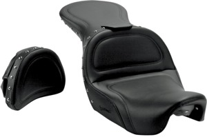 Saddlemen Explorer Special Seat w/Backrest Studded Black For Harley Dyna - 2-up seat with backrest For Harley Dyna models