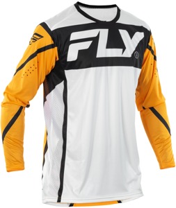 Fly Racing Youth Lite Jersey White Black Mustard Youth X-Large - Offroad youth jersey, White/Black/Mustard, YXL