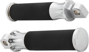 Arlen Ness Fusion Male-Mount Footpegs Pair Black/Chrome - Billet aluminum footpegs with knurled rubber grip