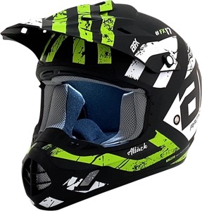 AFX FX-17 Attack Helmet Matte Black Green XS Adult Unisex - MX helmet, Matte Black/Green, Size XS, Unisex