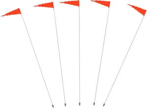 Safety Vehicle Emblem Flag with 6ft Fiberglass Pole, 5 Pack - Includes 5 white fiberglass flag poles with orange flag