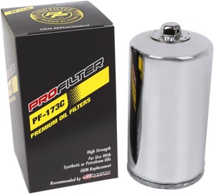 Pro Filter V-Twin Spin-On Oil Filter Chrome PF-173C