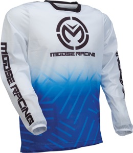 Moose Sahara Jersey Blue White Black Men's Large - Lightweight ventilated off-road jersey, size L