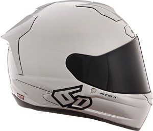 6D ATS-1R Solid Full Face Helmet Gloss Silver XL - Full face helmet, gloss silver, XL, unisex
