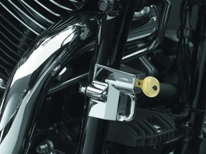 Kuryakyn Universal Helmet Lock Chrome 1-1/4in to 1-1/2in Mount - Universal chrome helmet lock for 1-1/4 to 1-1/2in bars