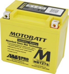 MotoBatt MBTZ7S Quadflex AGM Battery Sealed Factory Activated - Maintenance-free AGM battery, universal fit