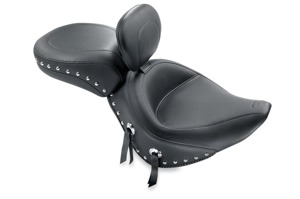 Mustang Wide Solo Seat w/ Backrest Chrome Studs 17.5"