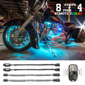 Flex Strips 7 Color LED Accent Light Kit (8 Pods + 4x10") by XKGLOW