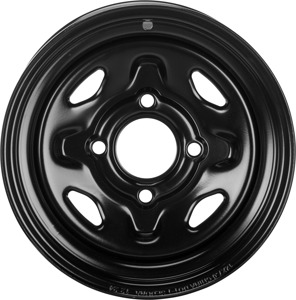 Sedona Steel Wheel 12x7 4/110 5+2 Black Front ATV/UTV - Steel 12x7 front wheel, 4/110 bolt pattern, black