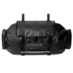 USWE Handlebar Roll-Top Bag with Holster Black - Durable roll-top handlebar bag with holster, black