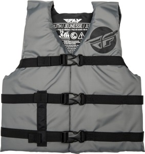 Fly Racing Youth Flotation Vest Grey/Black Unisex - Youth flotation vest, Coast Guard Approved, Grey/Black