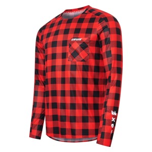 USWE Flannel Long Sleeve Off-Road Jersey Flame Red Small - Lightweight off-road jersey, Flame Red, Small
