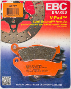EBC FA671V Semi-Sintered V Series Brake Pads For BMW K1200R/S 05-08 - Rear left brake pads For BMW K1200R/S 2005-2008