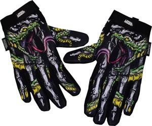 Lethal Threat Snake Bite Gloves XL Men's Black/Green - Men's XL Snake Bite graphic gloves, Black/Green