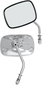 Drag Specialties Live To Ride Rectangle Custom Mirrors Chrome Pair - Rectangle chrome mirrors pair, Live to Ride style