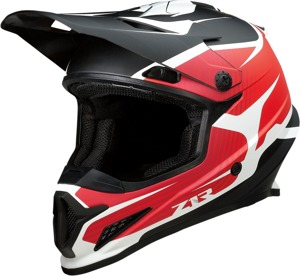 Z1R Rise Flame Helmet Matte Red/White/Black 2XL - MX helmet with flame graphic in 2XL size