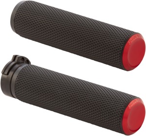 Arlen Ness Knurled Rubber Grips Red Cable
