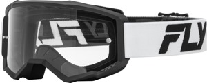 Fly Racing Focus Goggles White/Black Clear Lens Adult - Offroad goggles with clear lens in white/black