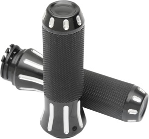 Drag Specialties Custom Grips 1in Black/Silver Harley-Davidson - Custom grips For Harley-Davidson 1in handlebars