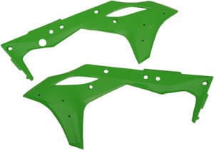 Cycra Powerflow Radiator Shrouds Green Fits 17-20 Kawasaki KX250F