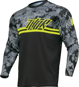 Thor Youth Sector DIGI Camo Jersey Black/Gray/Yellow Large - Youth unisex jersey, Black/Gray/Yellow, size Large