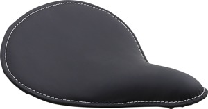 Drag Specialties Large Low-Profile Spring Solo Seat Black - Low-profile spring solo seat with white stitch