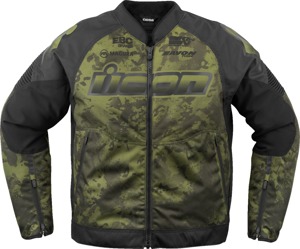 ICON Overlord3 Magnacross Jacket 2XL Dark Gray/Black/Green - Men's sport jacket with D3O protection