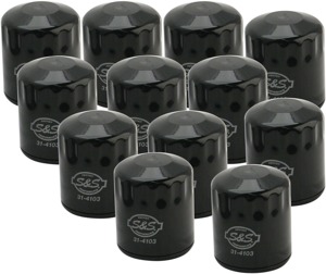 S&S Cycle Black Oil Filter 12 Pack For Harley-Davidson 99-23 Models
