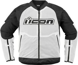 ICON Overlord3 Mesh Jacket 2XL White/Black Men's - Men's 2XL mesh jacket in White/Black