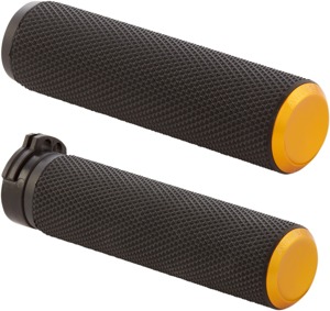 Arlen Ness Knurled Rubber Grips Gold Cable