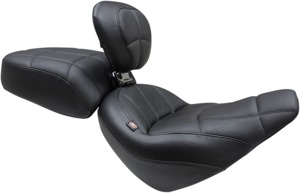 Mustang Passenger Seat w/Backrest Black Fits Harley Softail