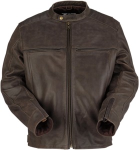 Z1R Indiana Leather Jacket Brown Men's 5XL - Retro brown leather riding jacket, Men's 5XL