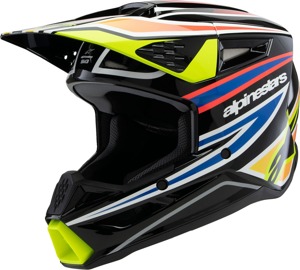 Alpinestars SM3 Youth Wurx Helmet YS Black/Yellow/Blue/Red - Youth MX helmet in YS size, Black/Yellow/Blue/Red