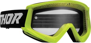 THOR Youth Combat Racer Goggles Flo Acid Black Clear Lens - Youth goggles with anti-fog clear lens
