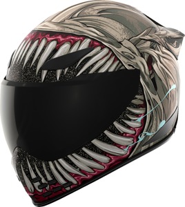 ICON Domain Grand Maw Helmet XS Gray - Full-face helmet with Grand Maw graphic