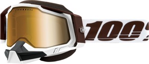 100% Racecraft 2 Snow Goggles Mirror Gold Lens Snowbird White Unisex - Mirrored dual lens snow goggles, adult size