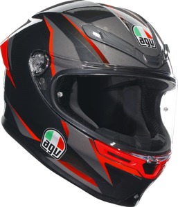 AGV K6 S Slashcut Helmet Large Black/Red/Gray - Full face helmet, Large, Black/Red/Gray, Unisex